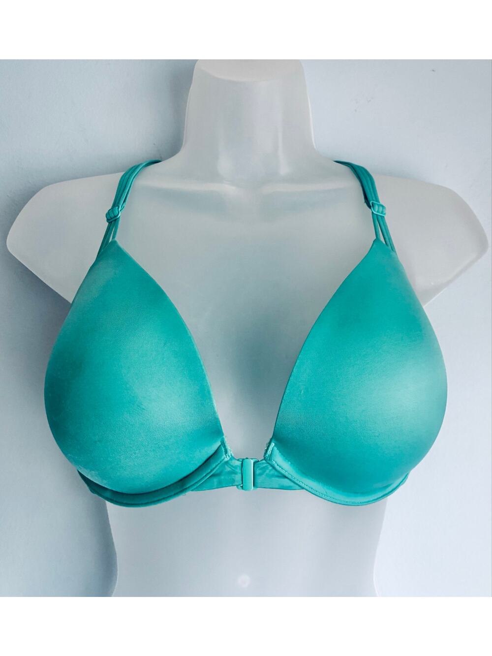 Victoria's Secret Very Sexy Bra 34DD Front Closure Turquoise Strappy Back
